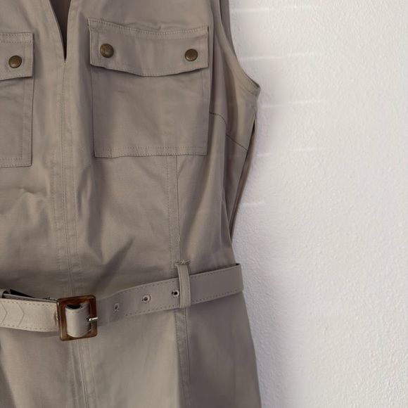 Banana Republic Cargo Shift Dress Women 4 Beige Belted Button Up Utility Safari - Picture 3 of 13